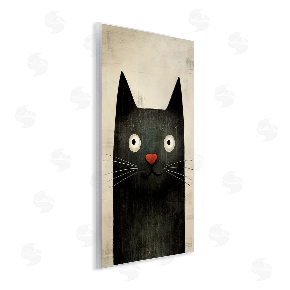 Smiling Black Cat Wood Plaque Wall Art, Home Decor by Roozbeh Bahramali
