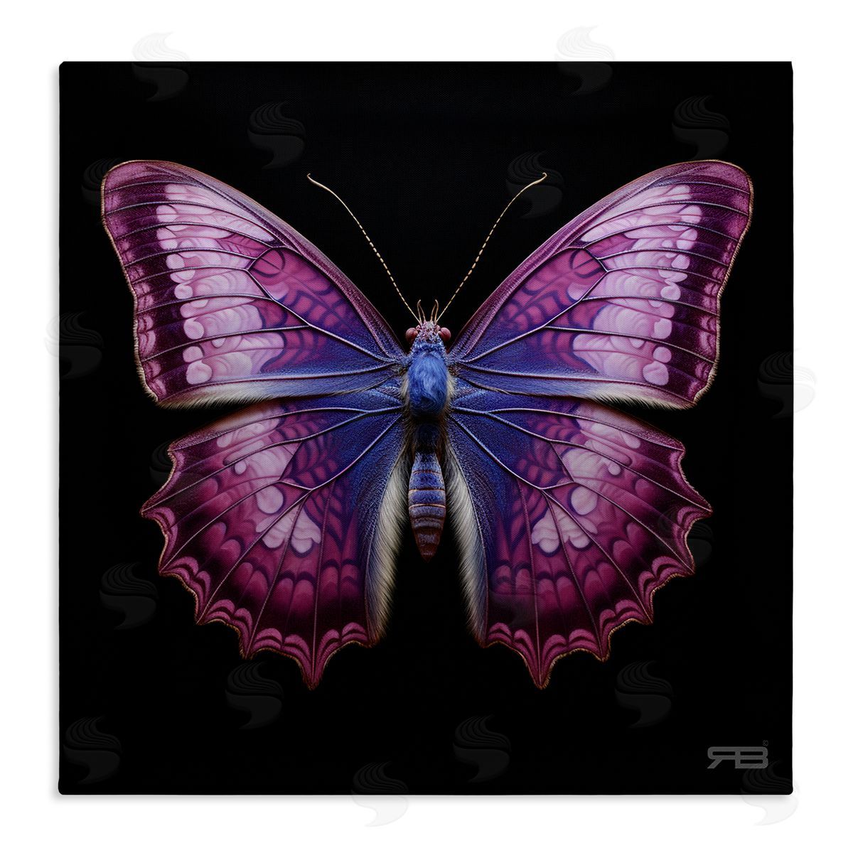 Vivid Purple Butterfly Canvas Wall Art, Home Decor by Roozbeh Bahramali
