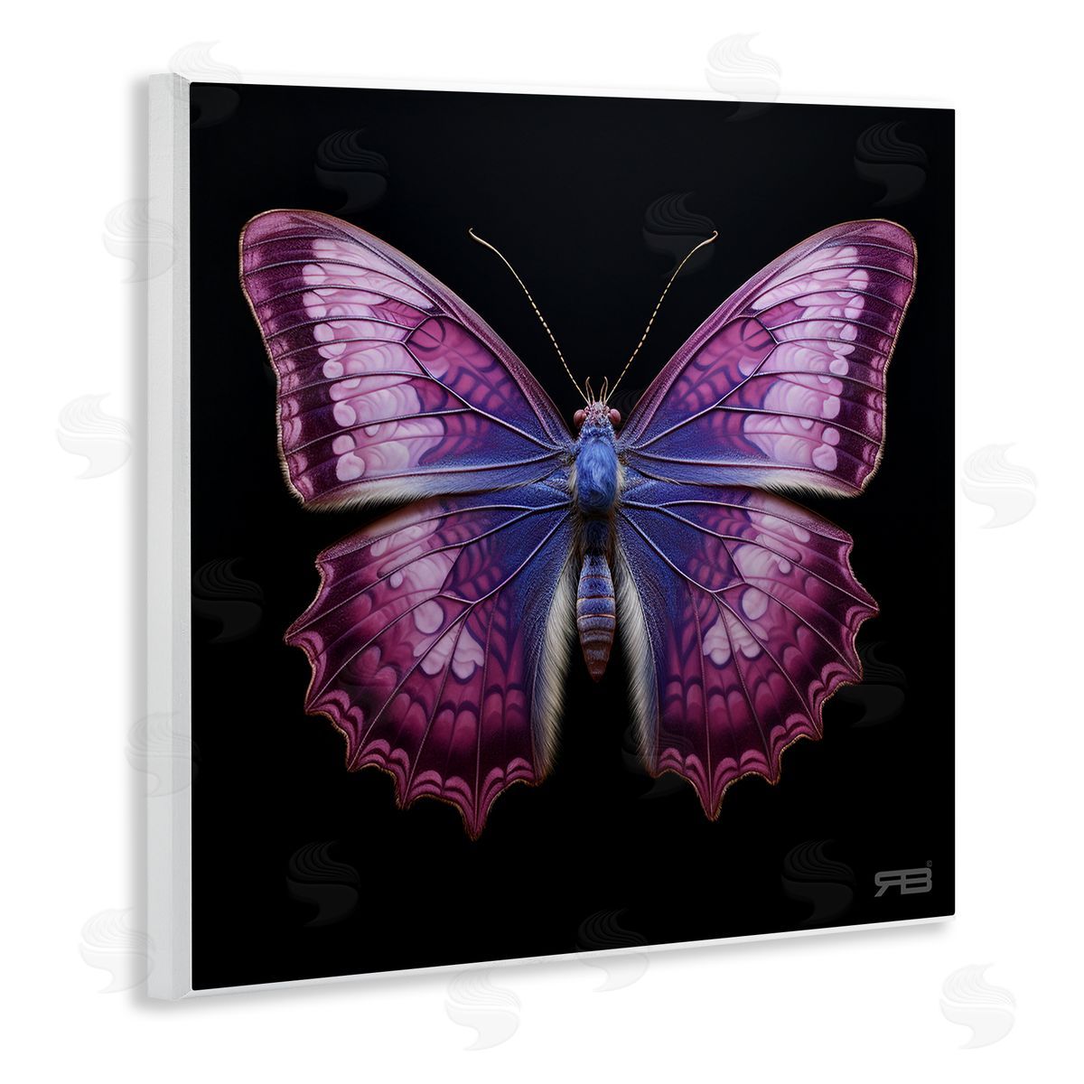 Vivid Purple Butterfly Wood Plaque Wall Art, Home Decor by Roozbeh Bahramali