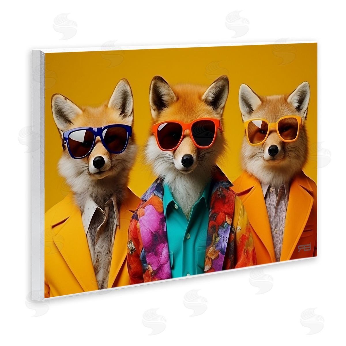 Stylish Fashion Foxes Wood Plaque Wall Art, Home Decor by Roozbeh Bahramali