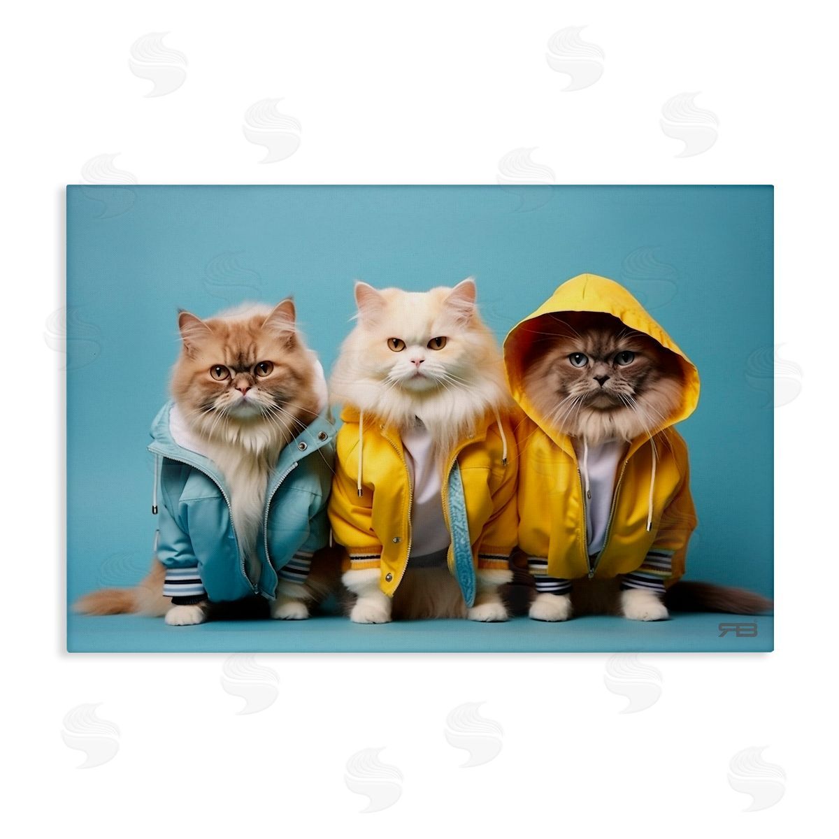 Funny Stylish Cats Canvas Wall Art, Home Decor by Roozbeh Bahramali