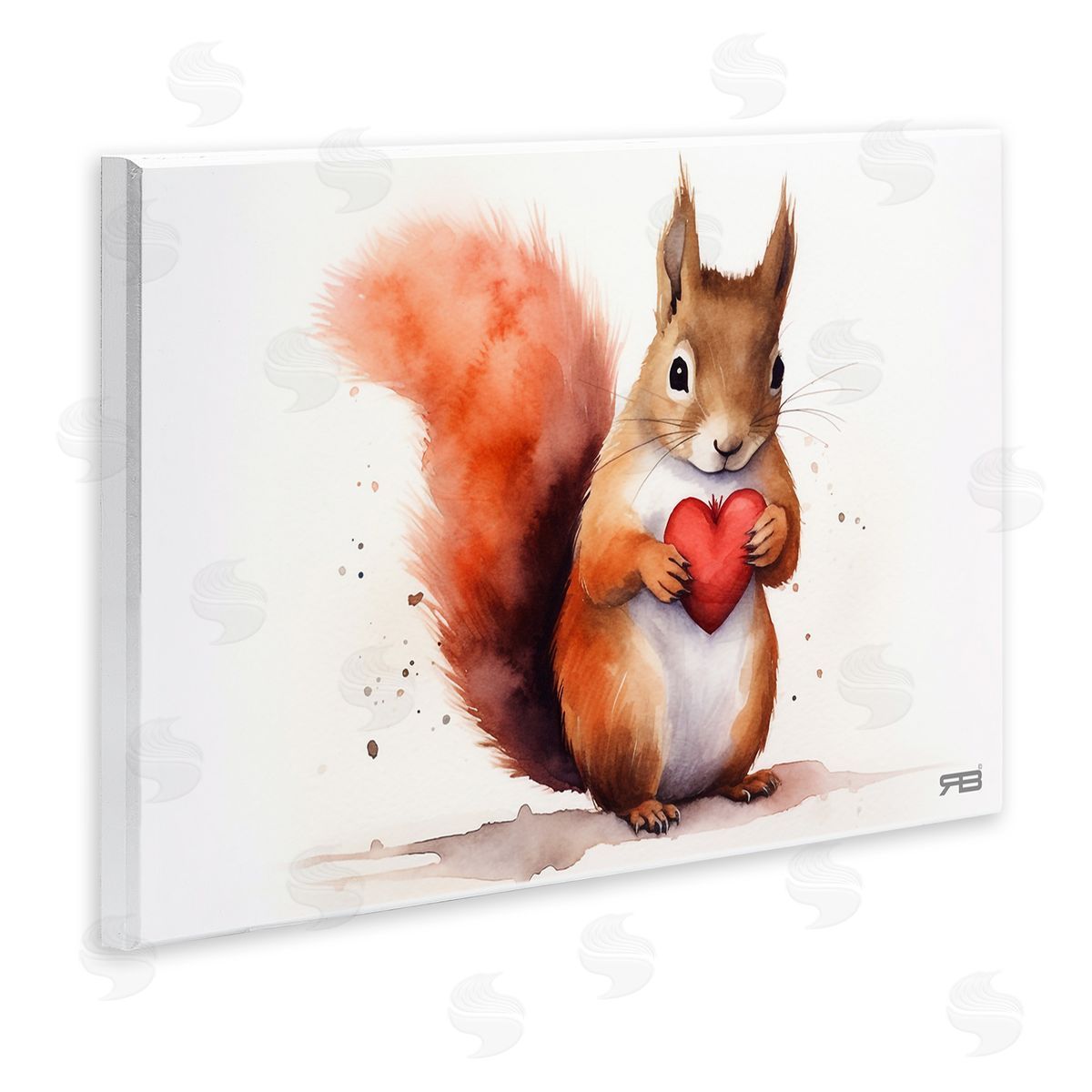Squirrel Holding Heart Wood Plaque Wall Art, Home Decor by Roozbeh Bahramali