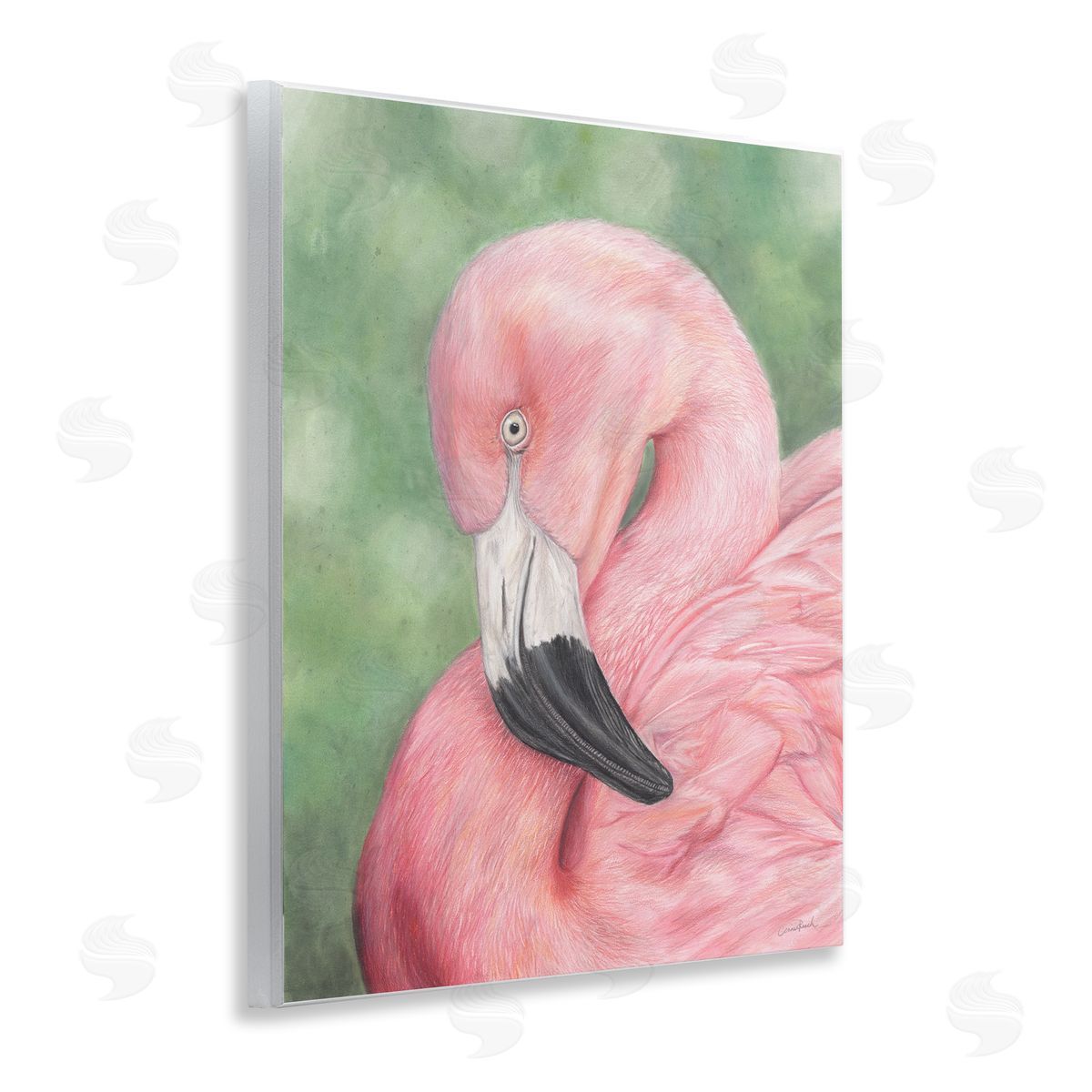 Blushing Flamingo Visage Wood Plaque Wall Art, Home Decor by Connie Resch