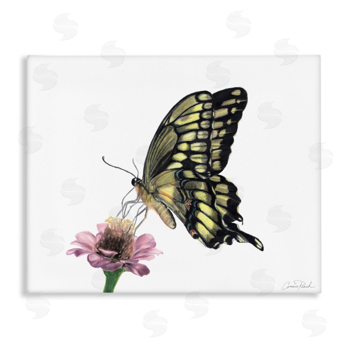 Minimal Butterfly and Flower Canvas Wall Art, Home Decor by Connie Resch