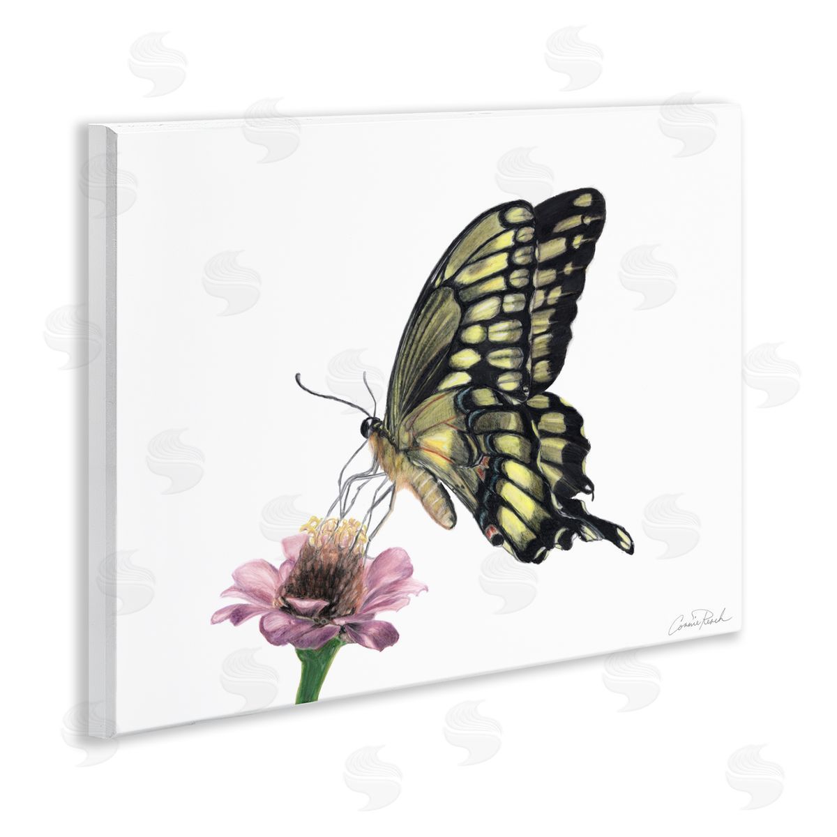Minimal Butterfly and Flower Wood Plaque Wall Art, Home Decor by Connie Resch