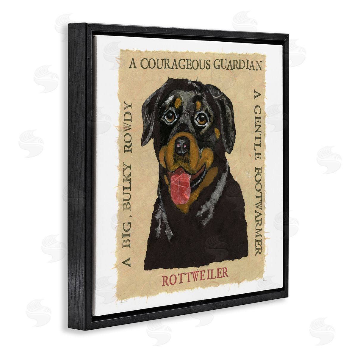 Nancy Overton Fun Rottweiler Pet Phrases Black Floating Frame Canvas Wall Art Print