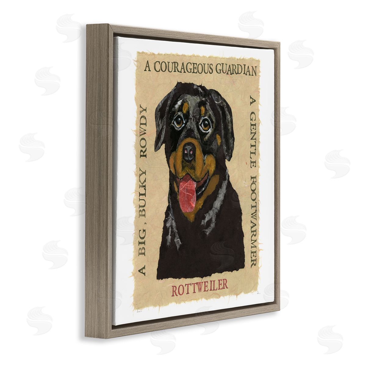 Nancy Overton Fun Rottweiler Pet Phrases Brown Floating Frame Canvas Wall Art Print