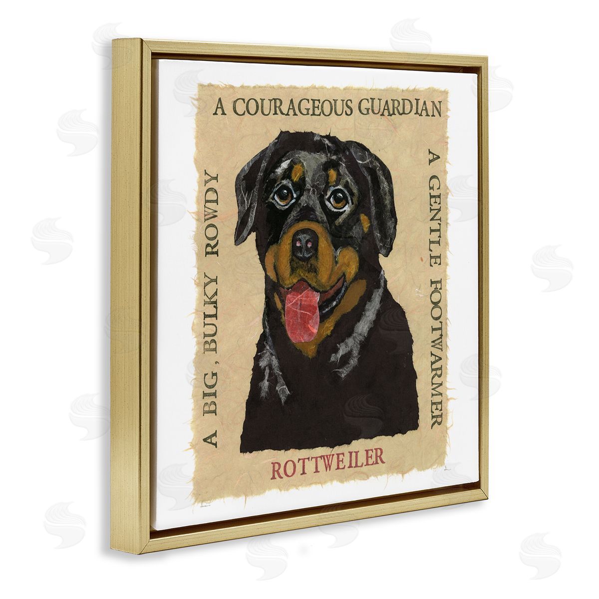Nancy Overton Fun Rottweiler Pet Phrases Gold Floating Frame Canvas Wall Art Print