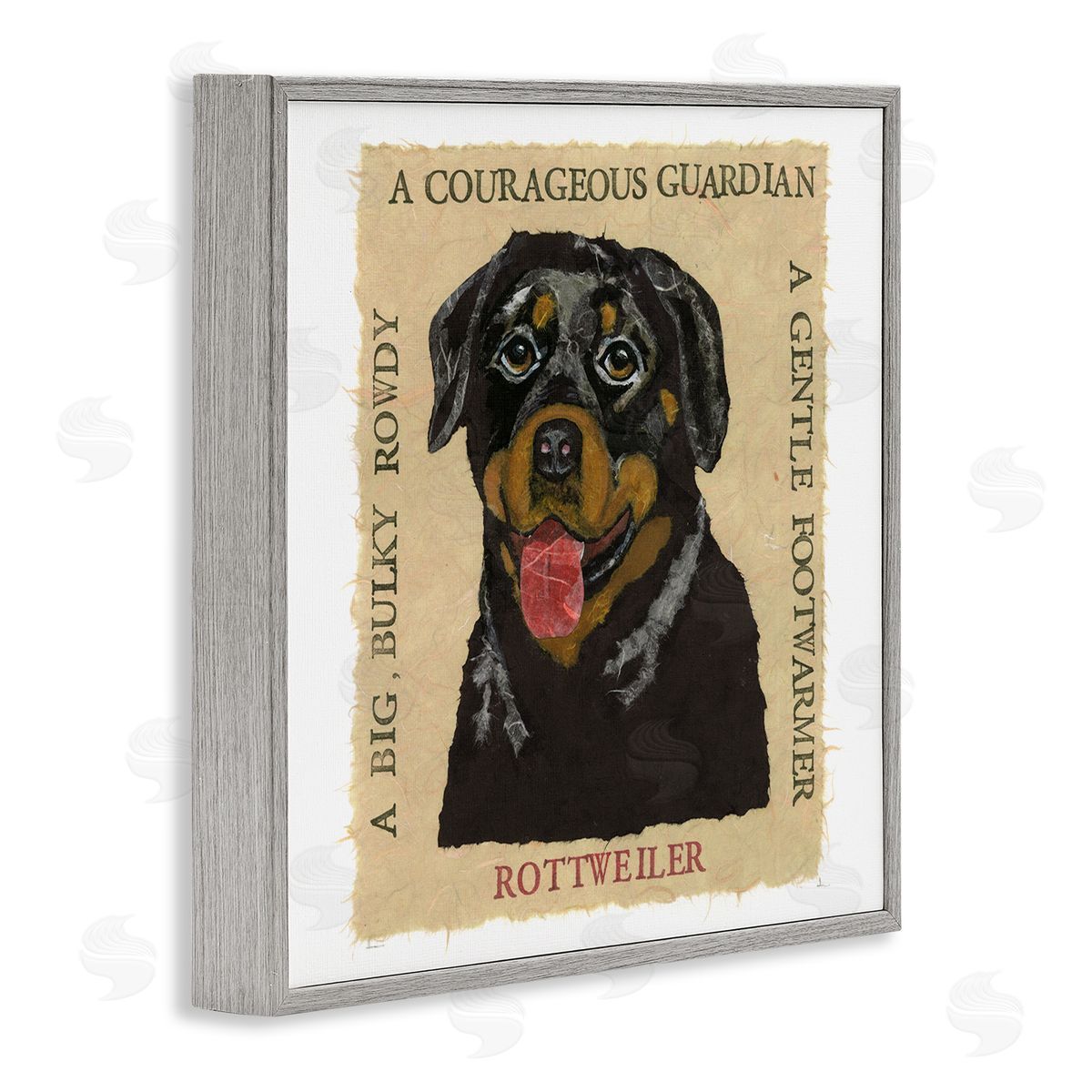 Nancy Overton Fun Rottweiler Pet Phrases Gray Framed Giclee Wall Art Print