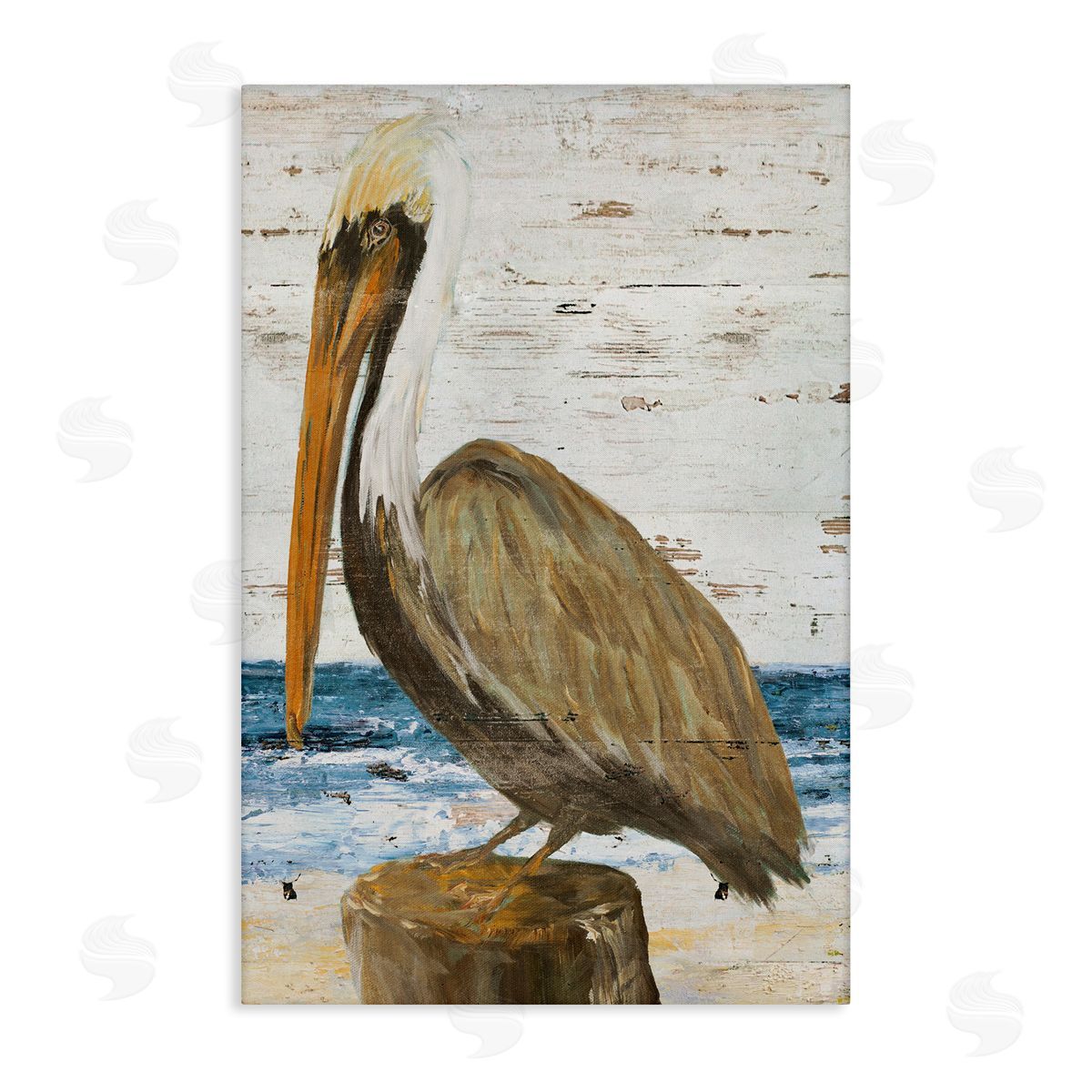 Rustic Ocean Pelican Canvas Wall Art, Home Decor by Julie DeRice