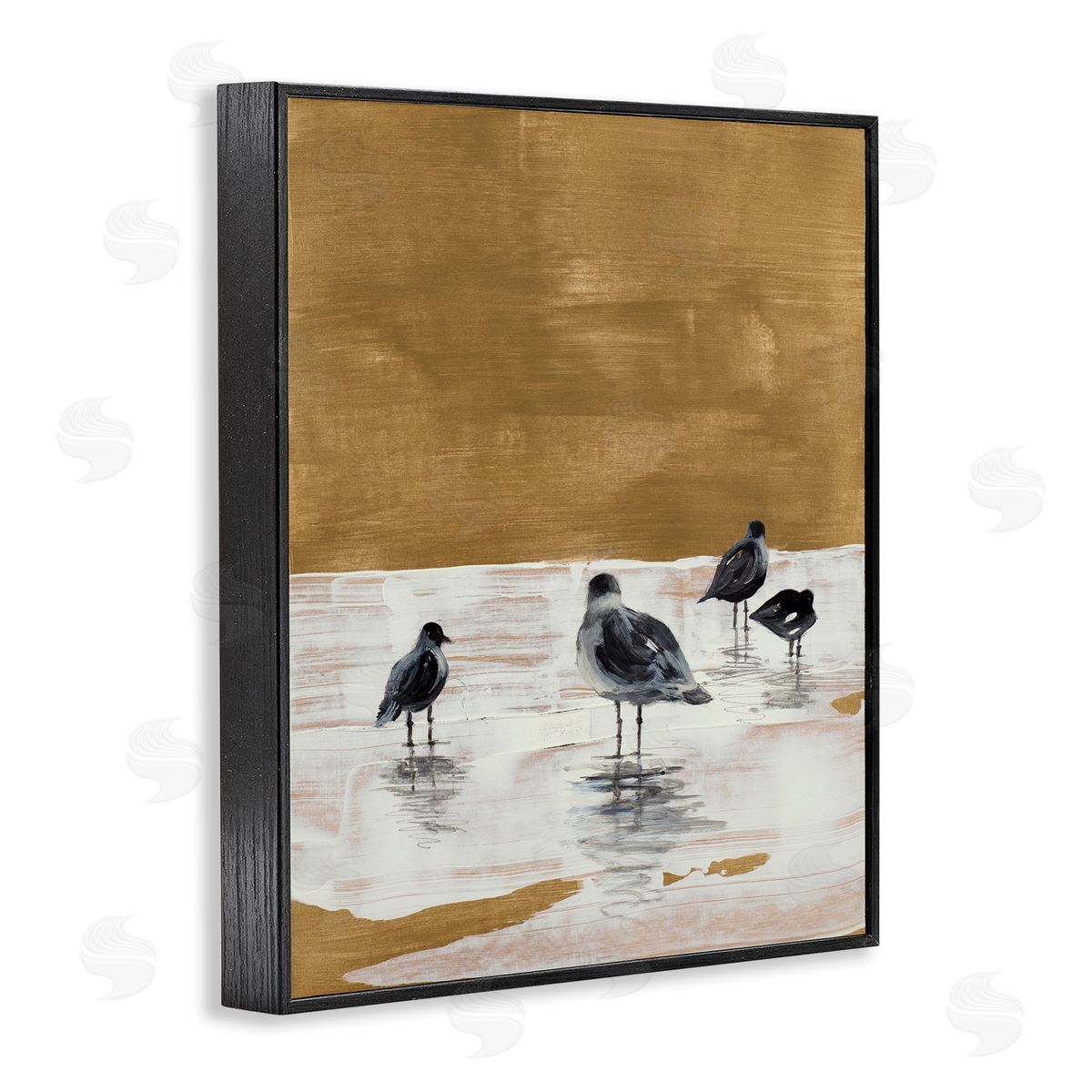 Sea Seagull Silhouettes Black Frame Print Wall Art, Home Decor by Lanie Loreth