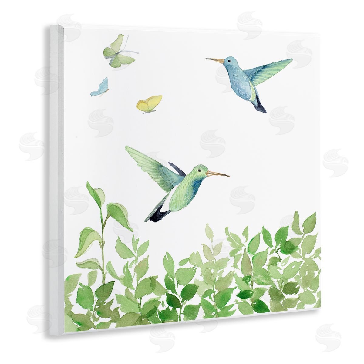 Spring Hummingbirds Scene Wood Plaque Wall Art, Home Decor by Lanie Loreth