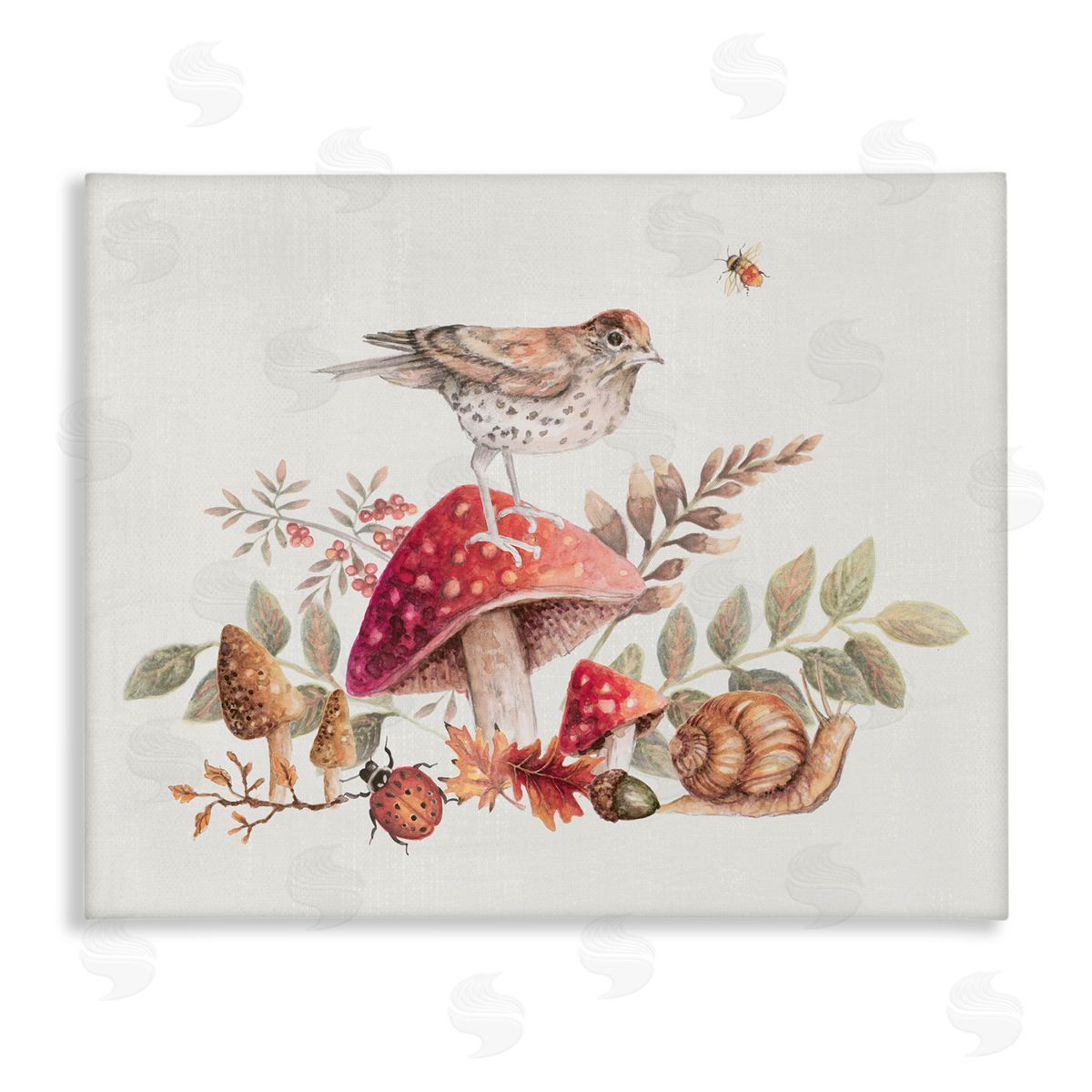 Rustic Botanicals and Bird Canvas Wall Art, Home Decor by Janice Gaynor