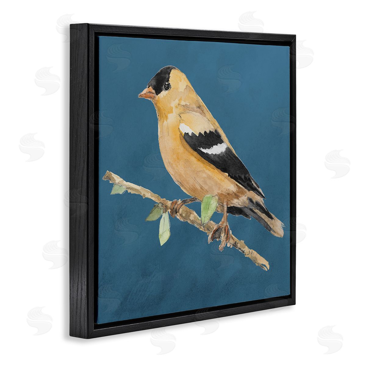 Traditional Yellow Bird Black Floating Frame Canvas Wall Art, Home Decor by Lanie Loreth