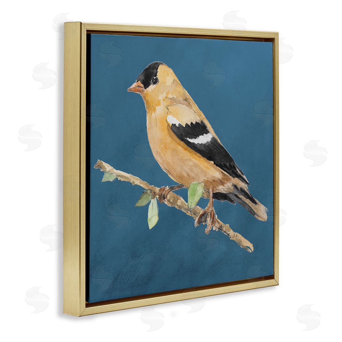 Traditional Yellow Bird Gold Floating Frame Canvas Wall Art, Home Decor by Lanie Loreth