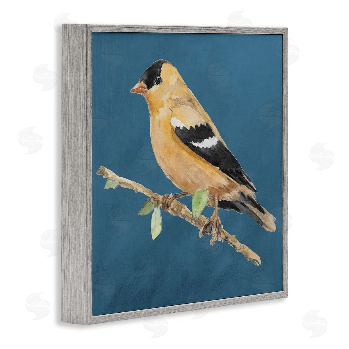Traditional Yellow Bird Grey Frame Print Wall Art, Home Decor by Lanie Loreth