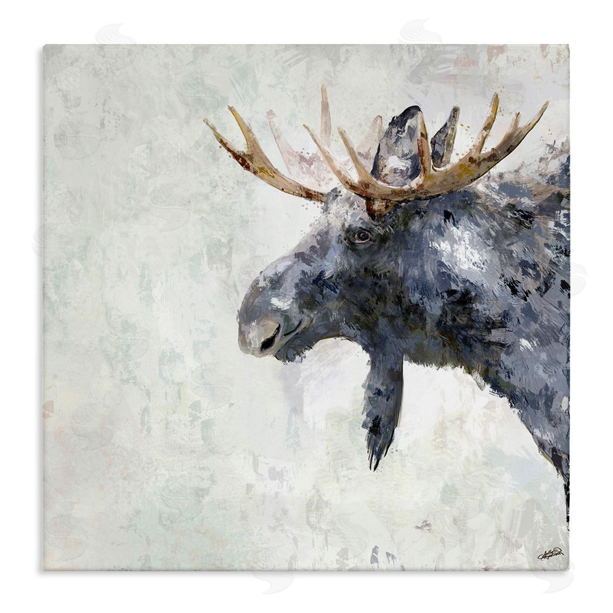 Rustic Moose View Canvas Wall Art, Home Decor by Sally Kaye Barlow/Makaio Design