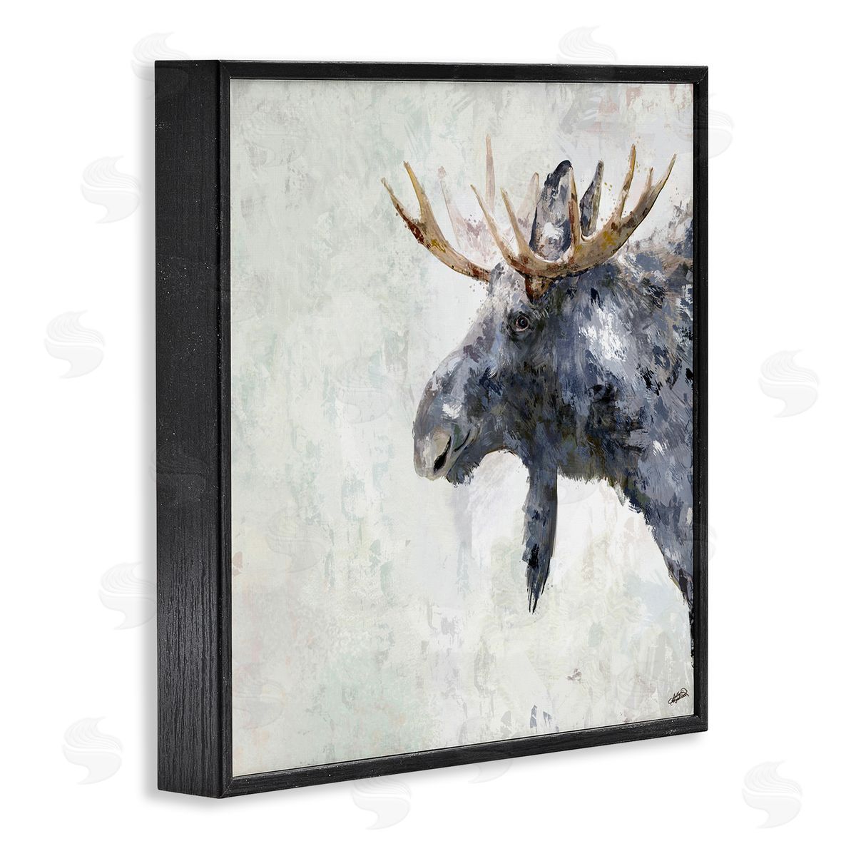 Rustic Moose View Black Frame Print Wall Art, Home Decor by Sally Kaye Barlow/Makaio Design