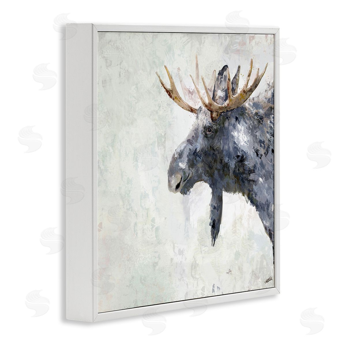 Rustic Moose View White Frame Print Wall Art, Home Decor by Sally Kaye Barlow/Makaio Design