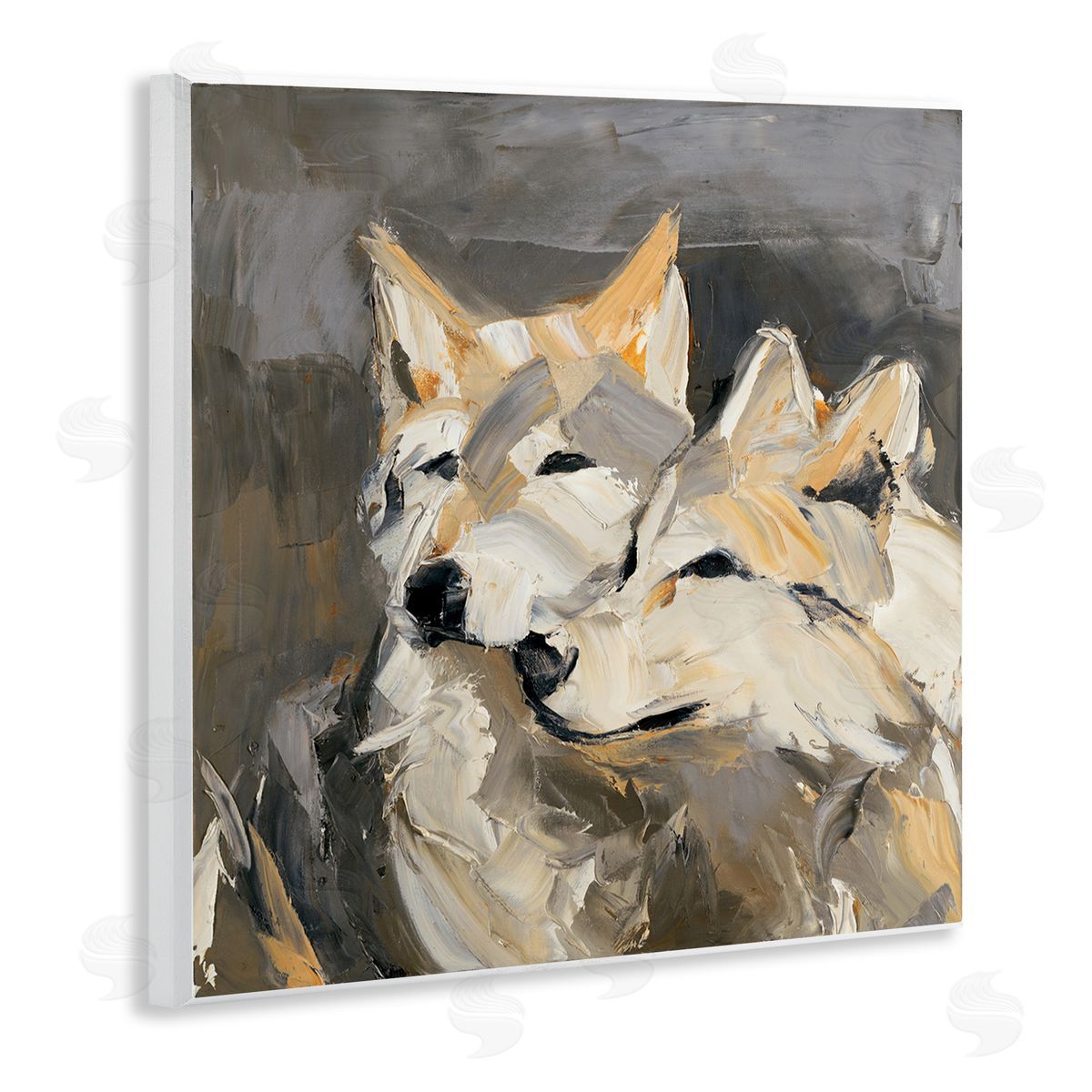 Cuddling Wolf Pair Wood Plaque Wall Art, Home Decor by Julie Denise