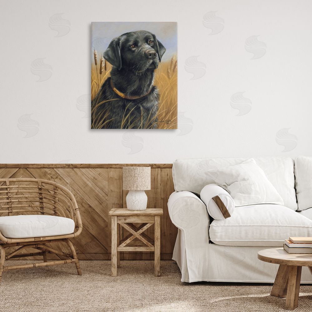 Victoria Schultz Black Lab in Nature Canvas Wall Art Print in Room