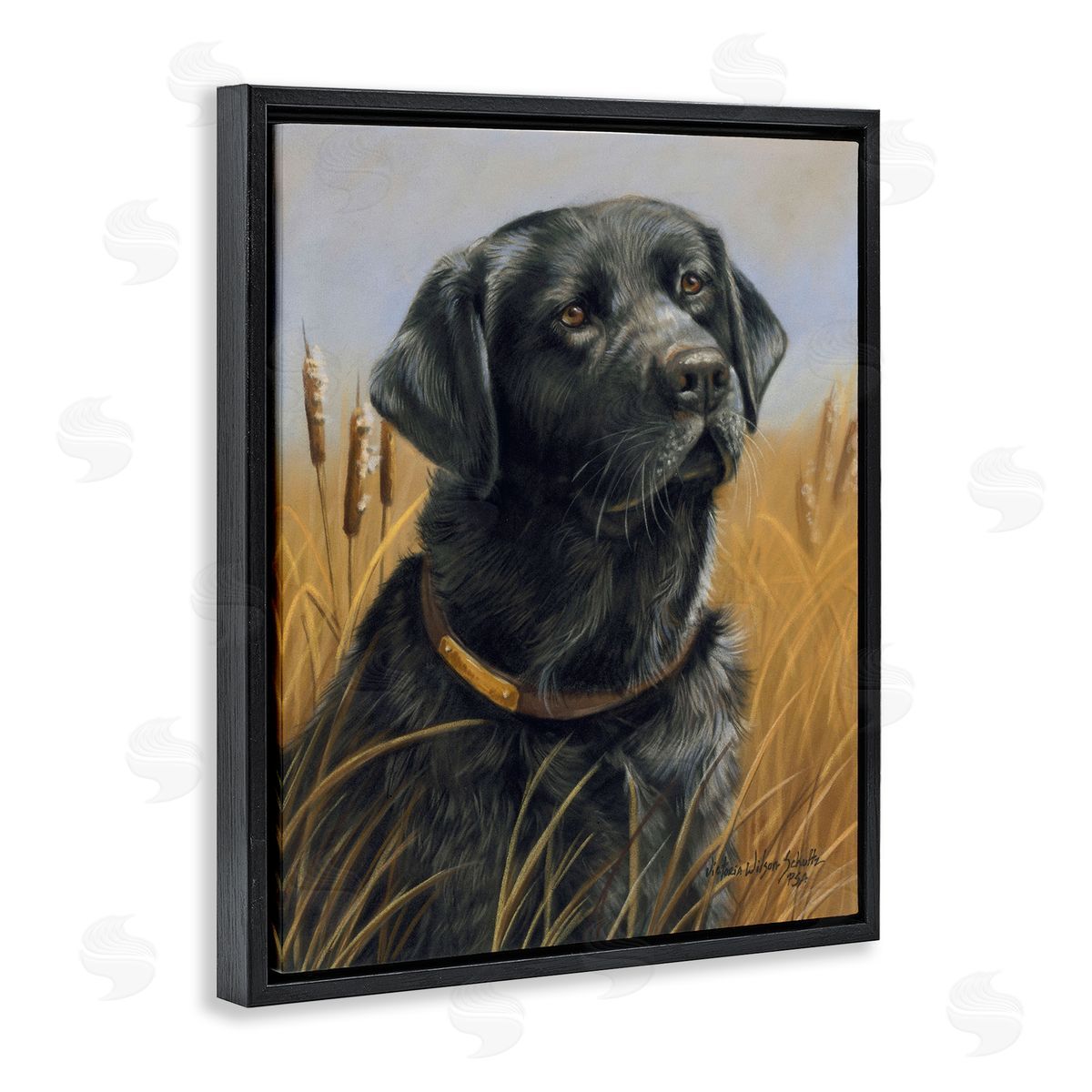 Victoria Schultz Black Lab in Nature Black Floating Frame Canvas Wall Art Print