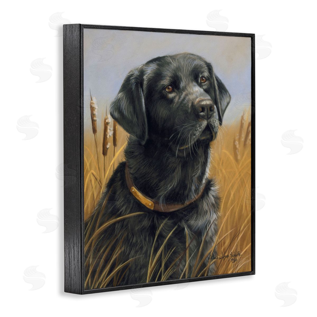 Victoria Schultz Black Lab in Nature Black Framed Giclee Wall Art Print