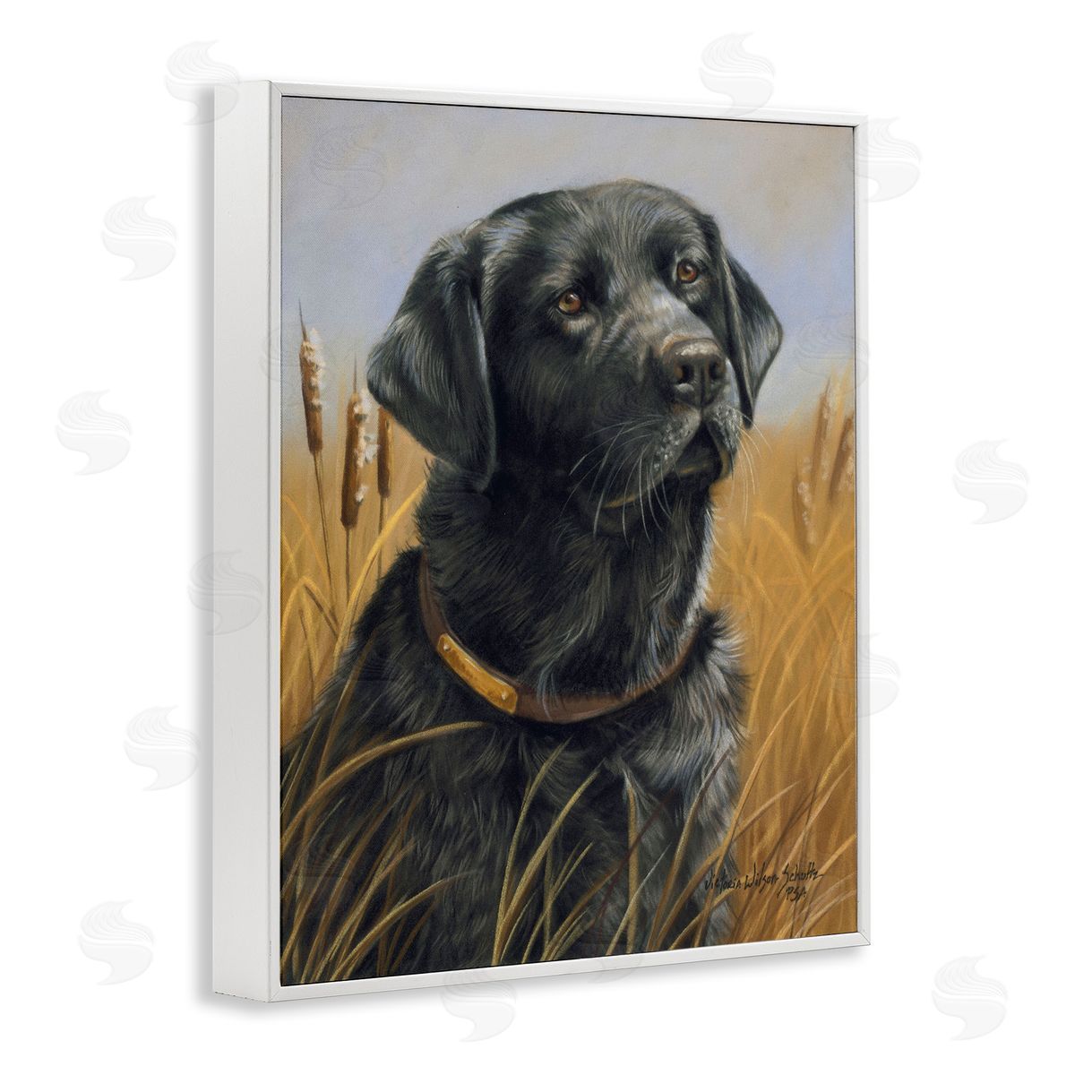 Victoria Schultz Black Lab in Nature White Framed Giclee Wall Art Print