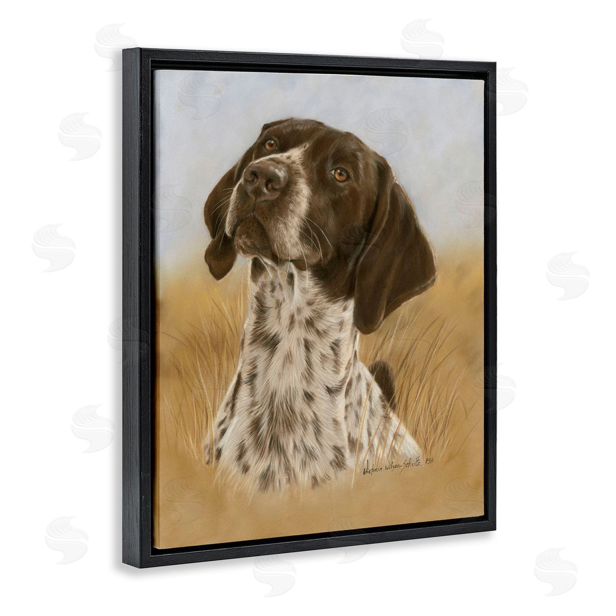 Pointer Hunting Dog Black Floating Frame Canvas Wall Art, Home Decor by Victoria Schultz