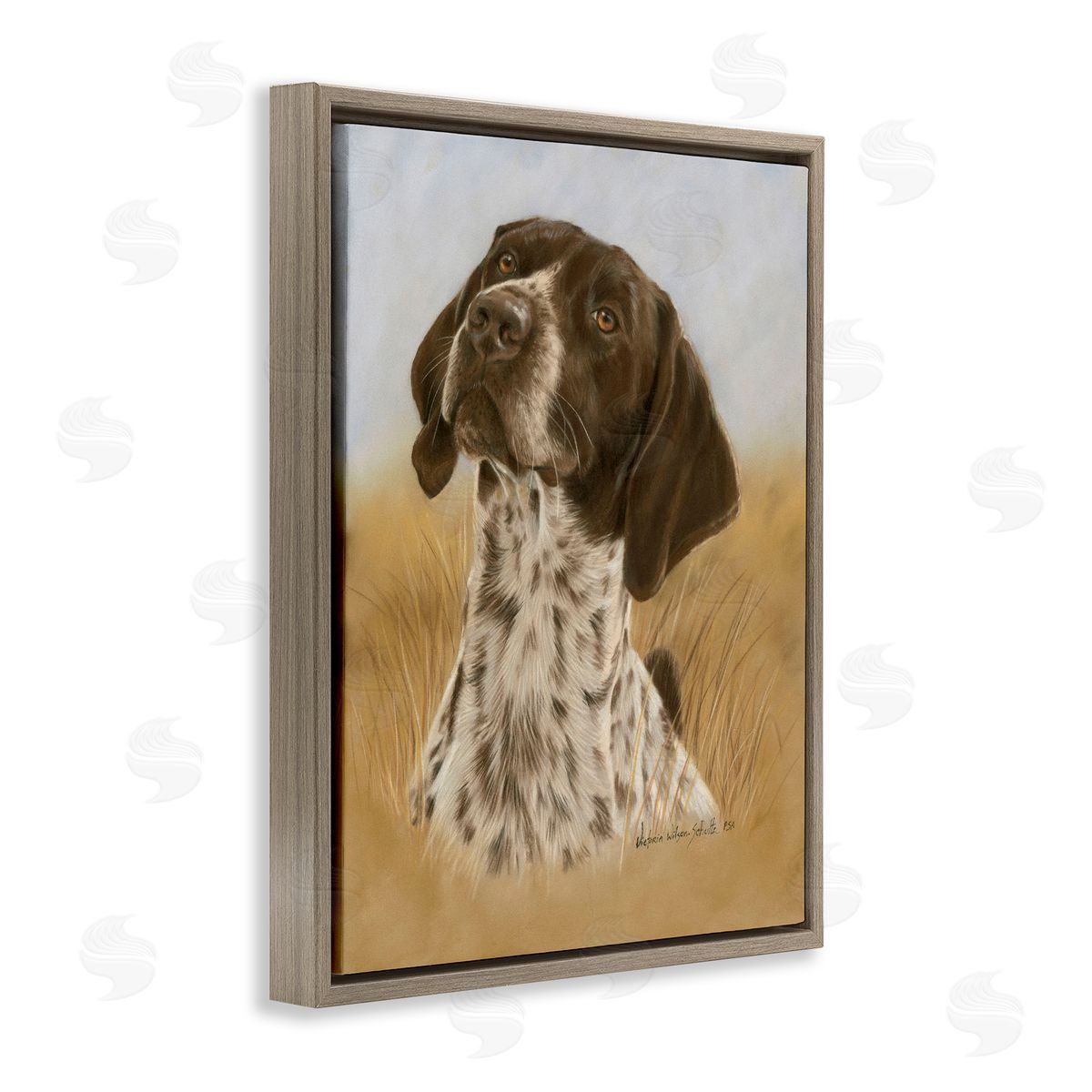 Pointer Hunting Dog Brown Floating Frame Canvas Wall Art, Home Decor by Victoria Schultz