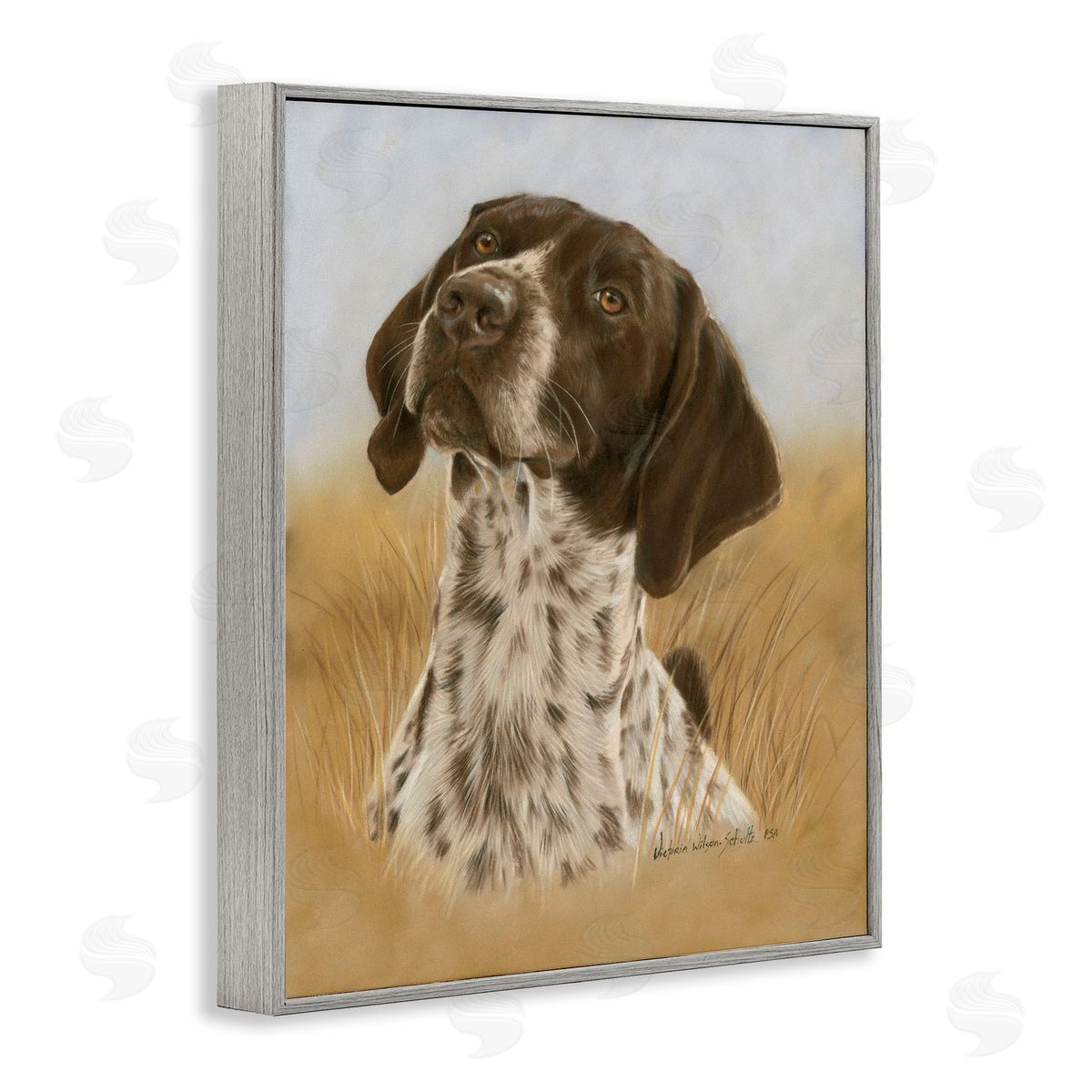 Pointer Hunting Dog Grey Frame Print Wall Art, Home Decor by Victoria Schultz