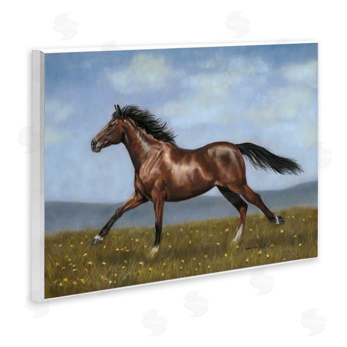 Brown Running Mare Wood Plaque Wall Art, Home Decor by Victoria Schultz