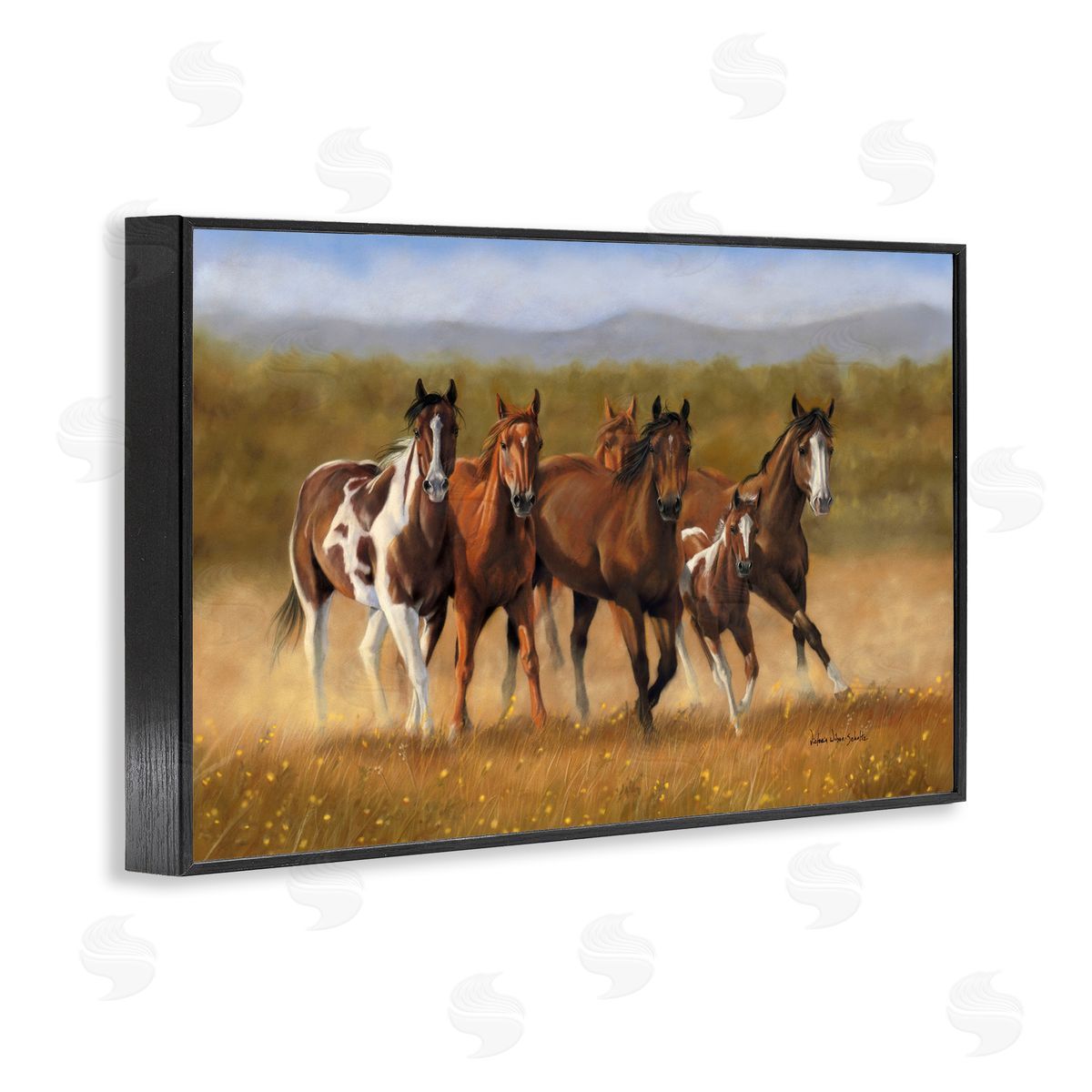 Foal's First Run Black Frame Print Wall Art, Home Decor by Victoria Schultz