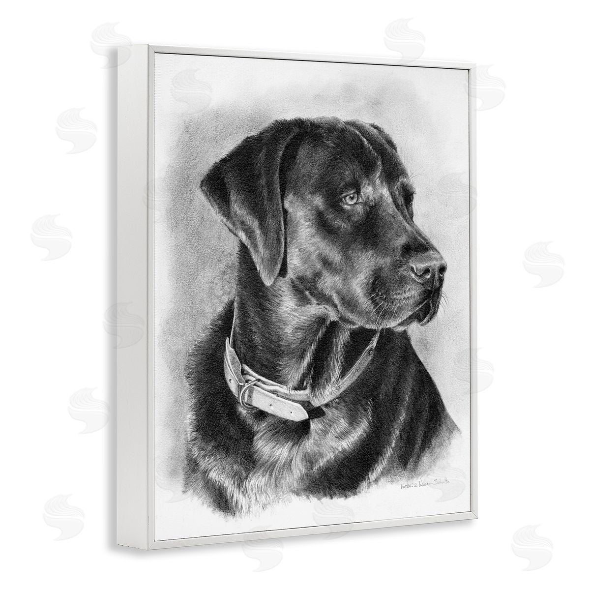 Black Lab Drawing White Frame Print Wall Art, Home Decor by Victoria Schultz