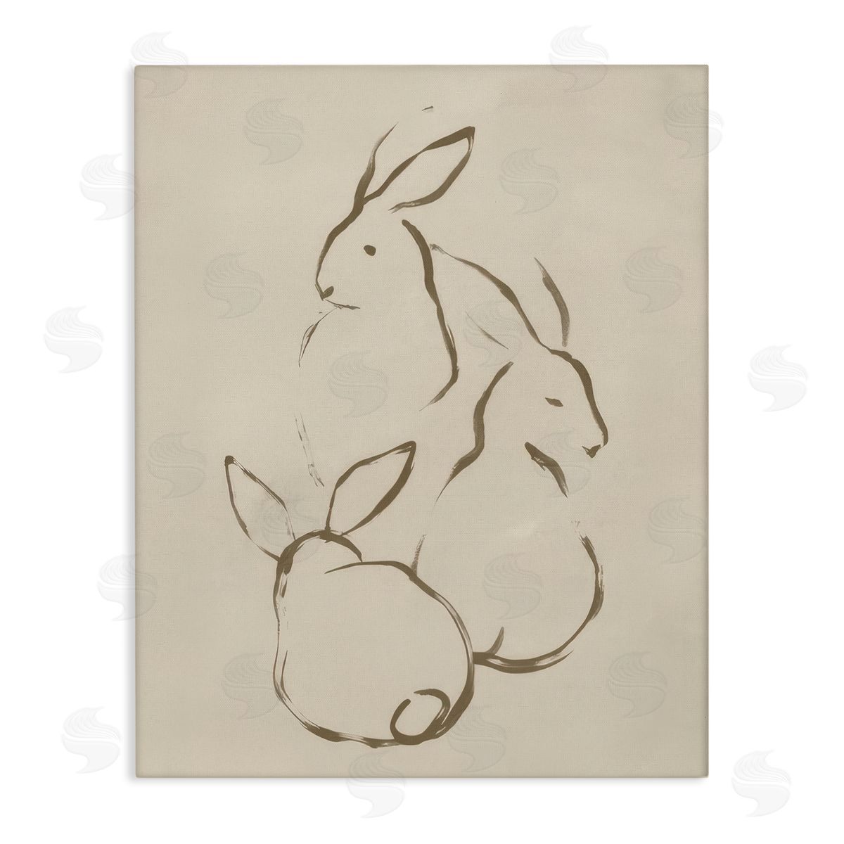June Erica Vess Earthtone Rabbit Sketch Canvas Wall Art Print