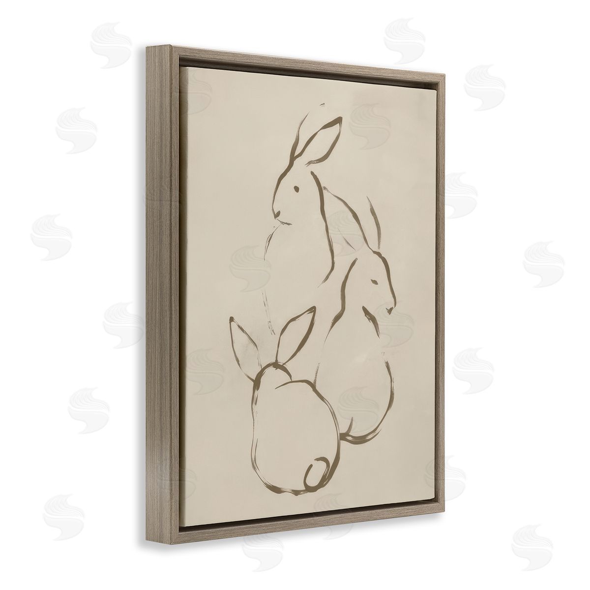 June Erica Vess Earthtone Rabbit Sketch Brown Floating Frame Canvas Wall Art Print