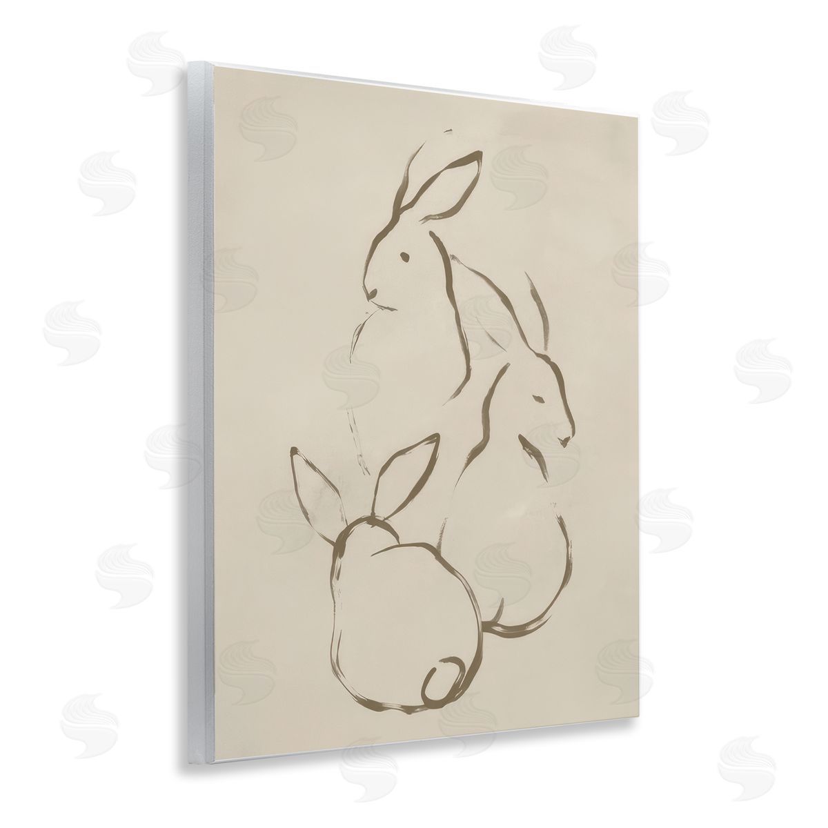 June Erica Vess Earthtone Rabbit Sketch Wooden Wall Plaque Art Print