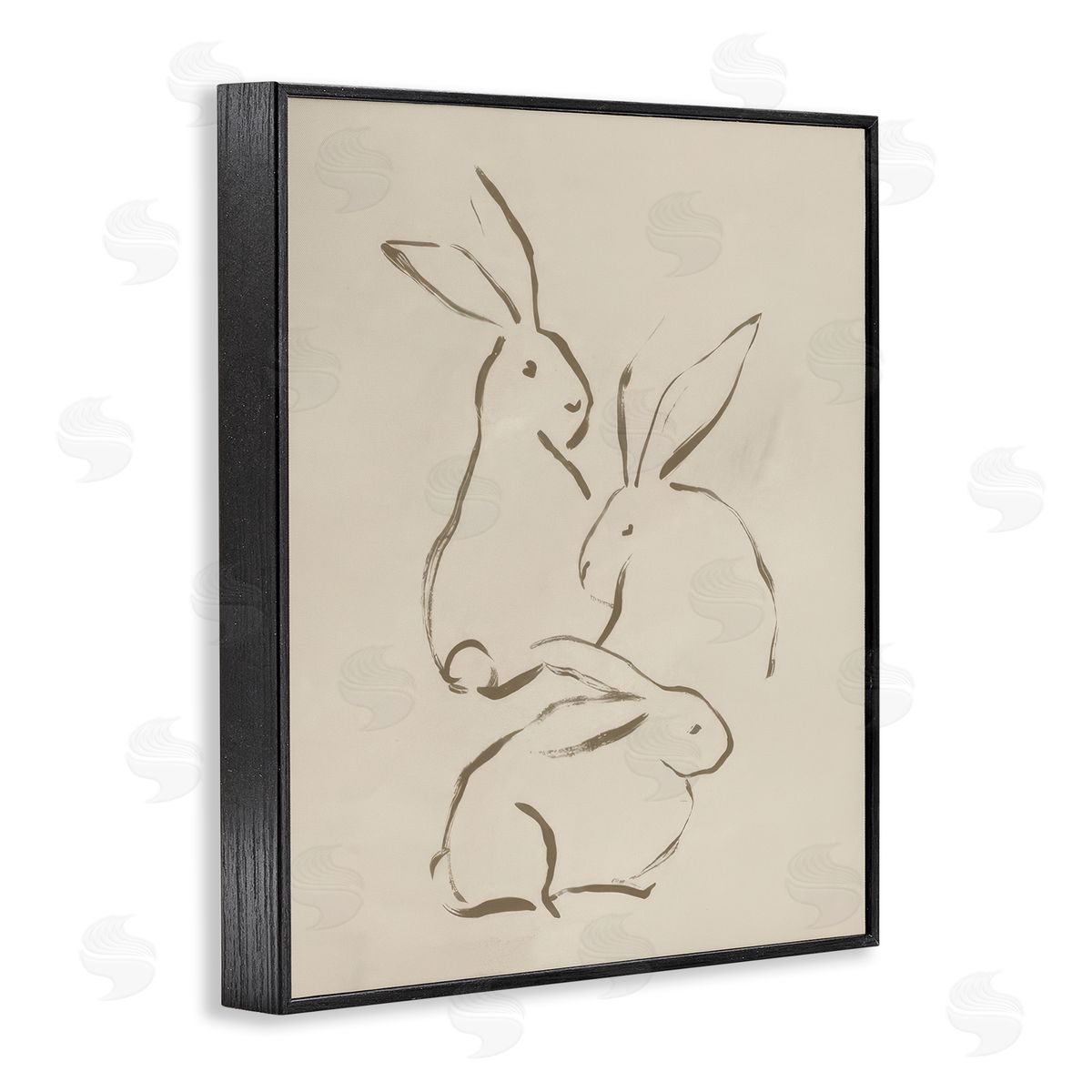 June Erica Vess Earthtone Bunny Sketch Black Framed Giclee Wall Art Print
