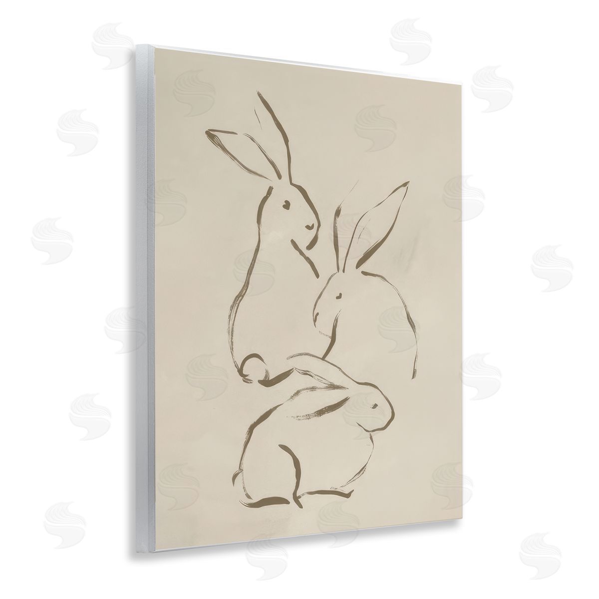June Erica Vess Earthtone Bunny Sketch Wooden Wall Plaque Art Print