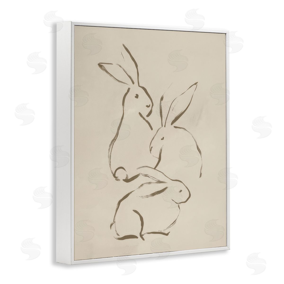 June Erica Vess Earthtone Bunny Sketch White Framed Giclee Wall Art Print