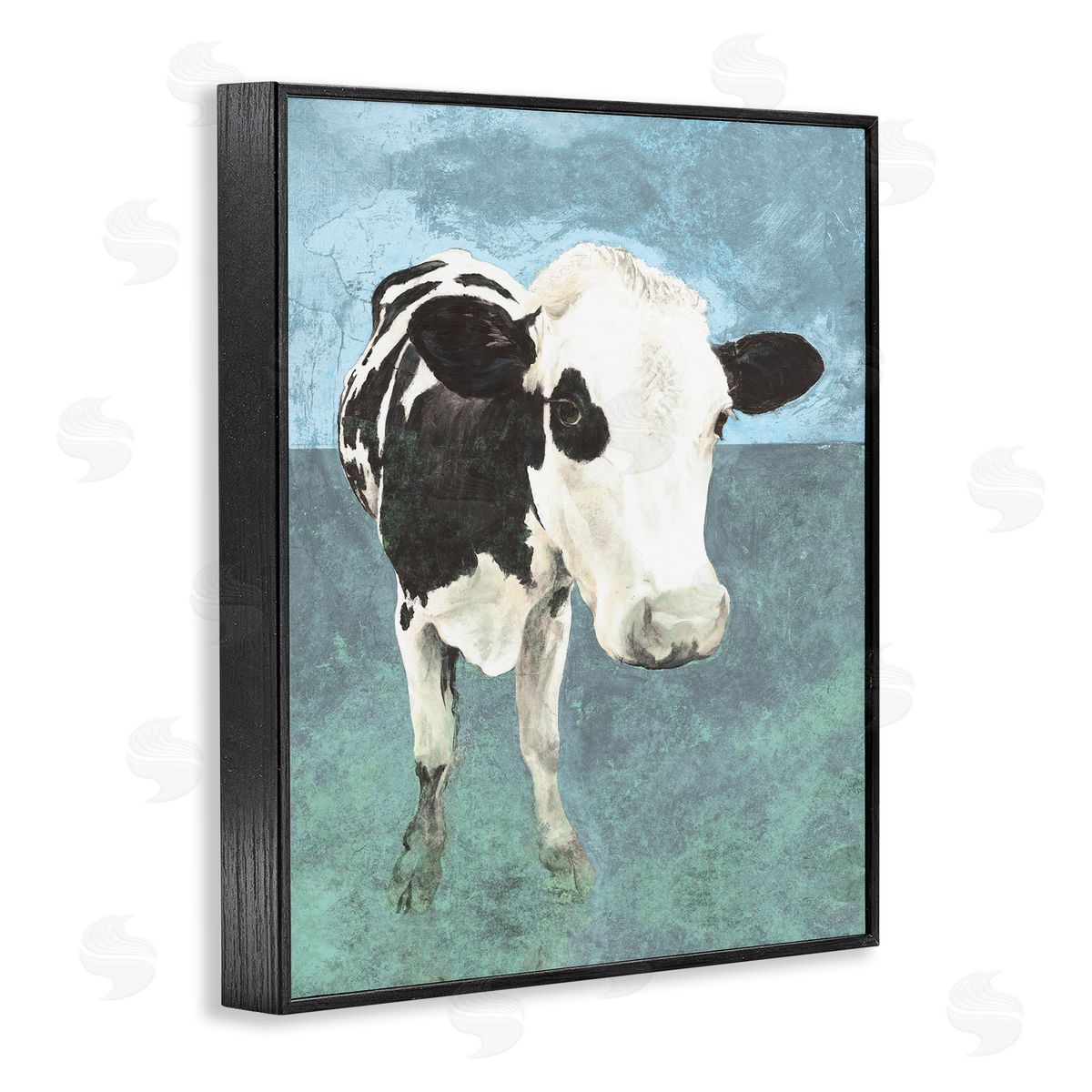 Simple Farmhouse Cow Black Frame Print Wall Art, Home Decor by White Ladder