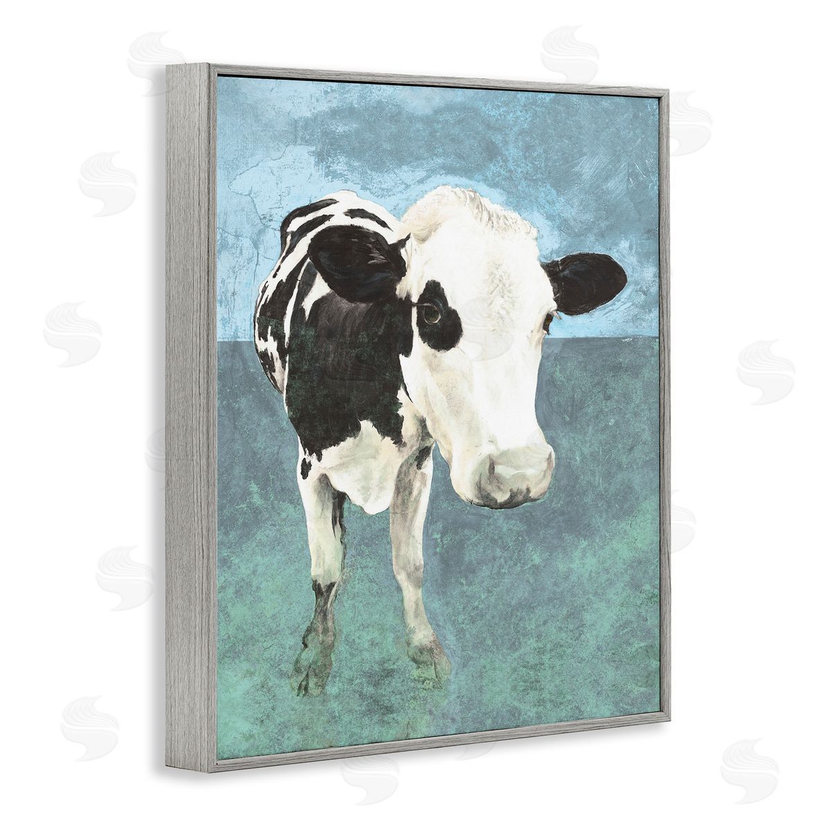 Simple Farmhouse Cow Grey Frame Print Wall Art, Home Decor by White Ladder