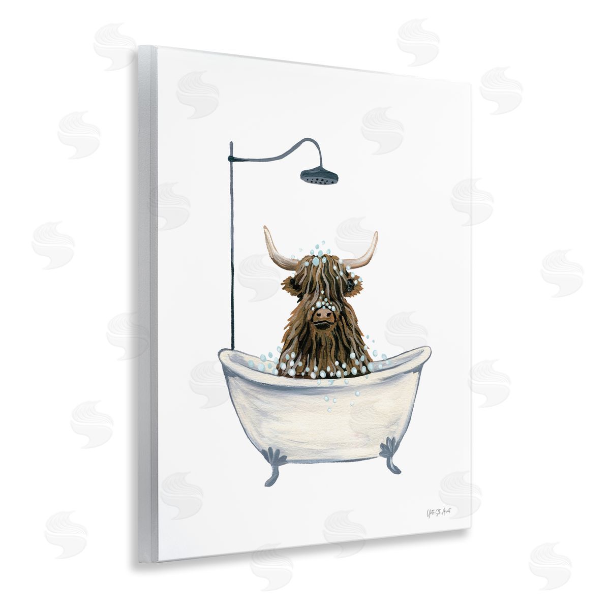 Highland Cow Bathtub Wood Plaque Wall Art, Home Decor by Yvette St. Amant