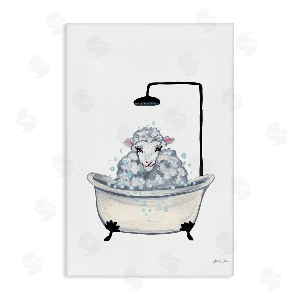 Farm Sheep Bathtub Canvas Wall Art, Home Decor by Yvette St. Amant