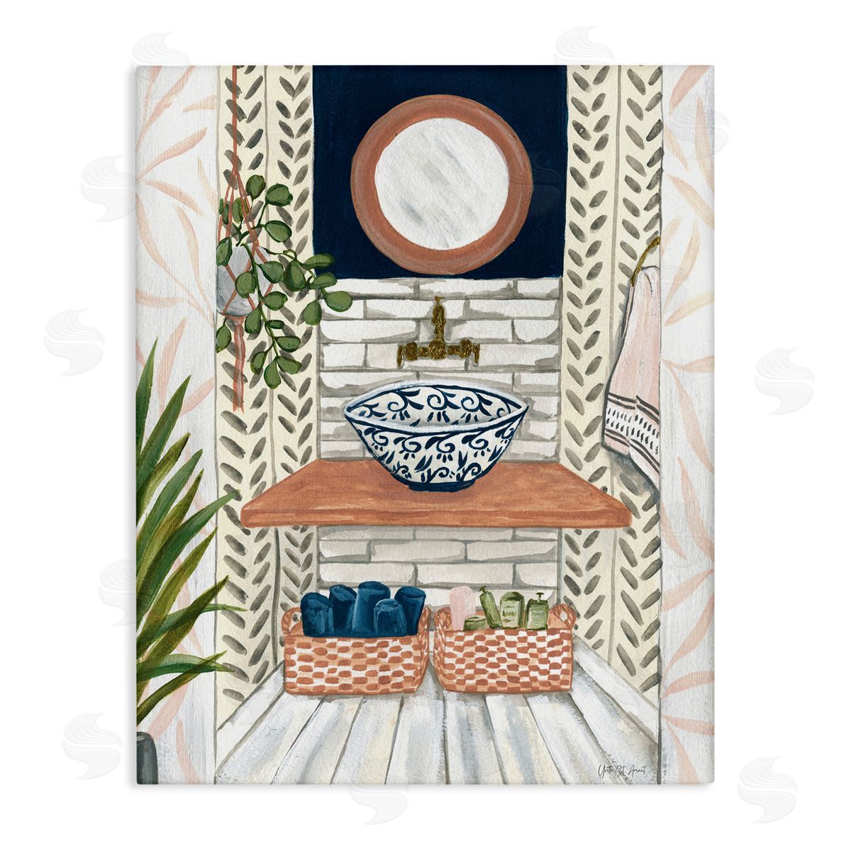 Chic Bathroom Scene Canvas Wall Art, Home Decor by Yvette St. Amant