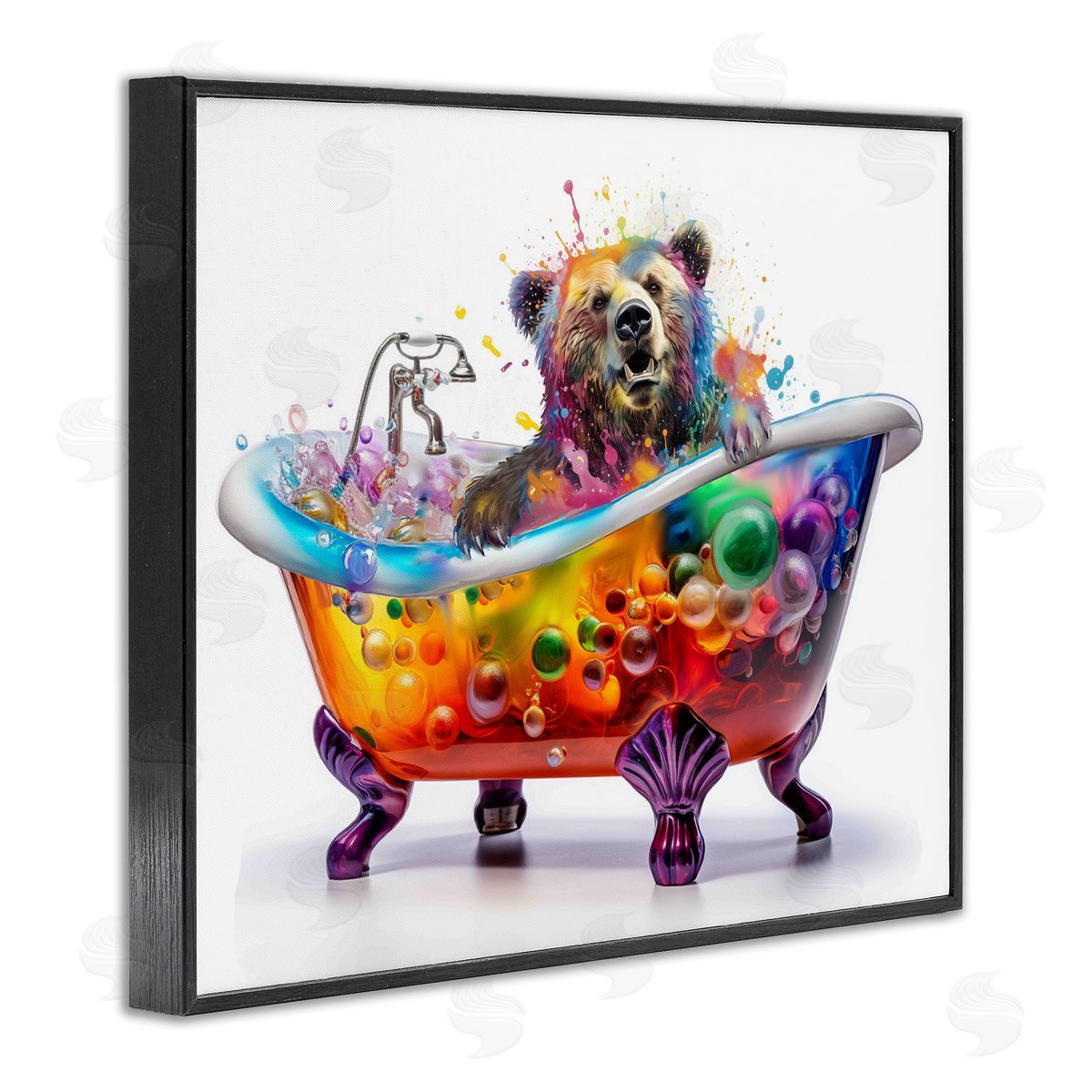 Modern Bold Bubble Bath Black Frame Print Wall Art, Home Decor by Mary Cunningham