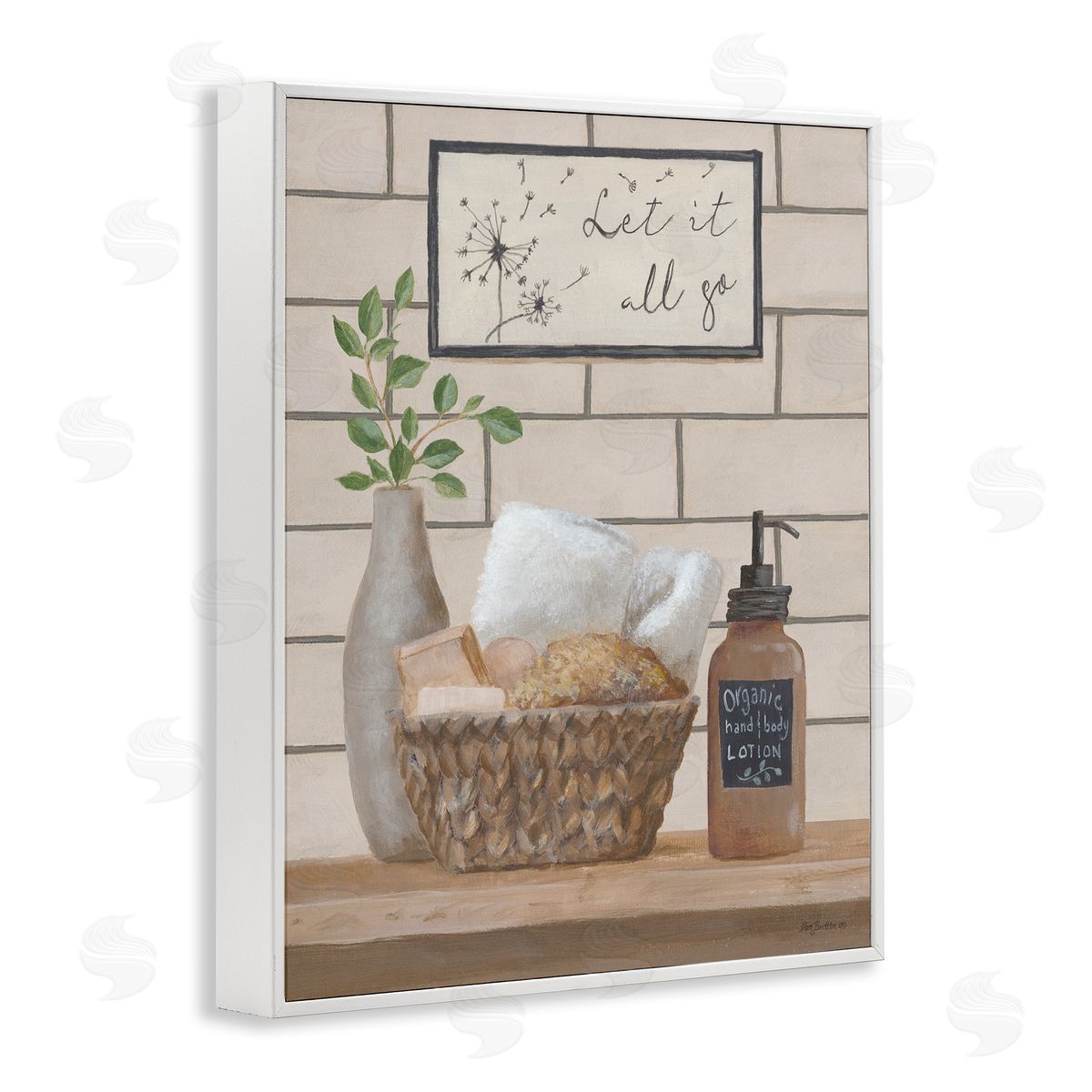 Let It Go Bath White Frame Print Wall Art, Home Decor by Pam Britton