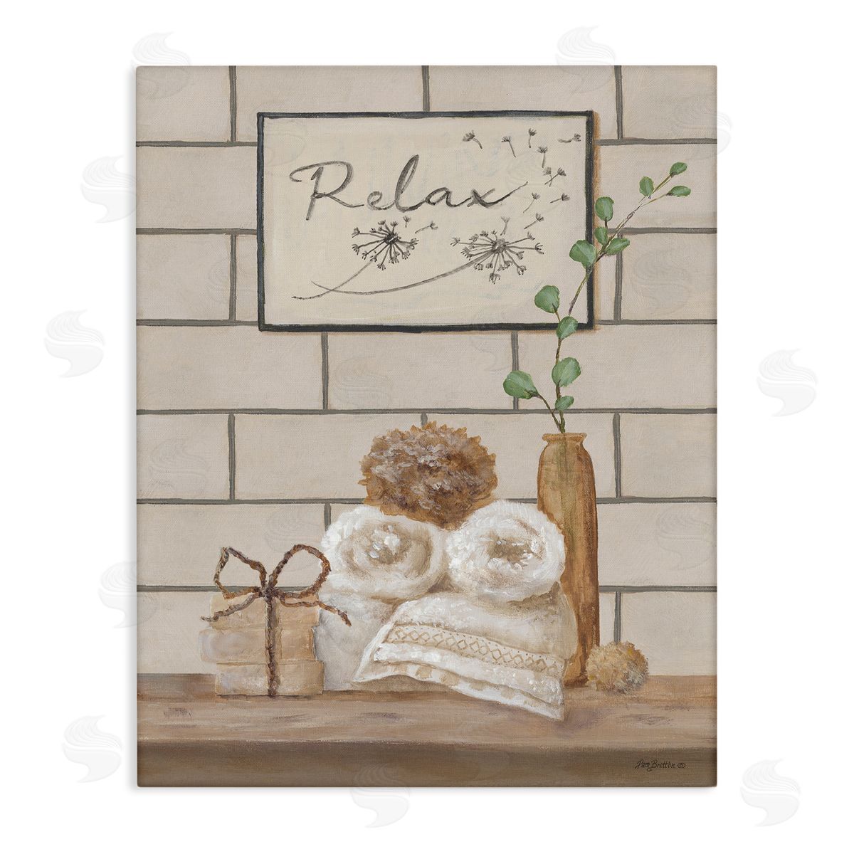 Relax Bathroom Scene Canvas Wall Art, Home Decor by Pam Britton