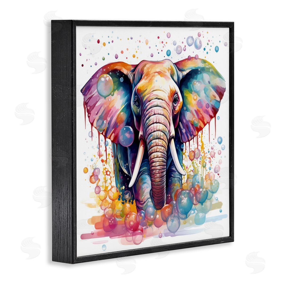 MB Cunningham Bubble Pattern Elephant Black Framed Giclee Wall Art Print