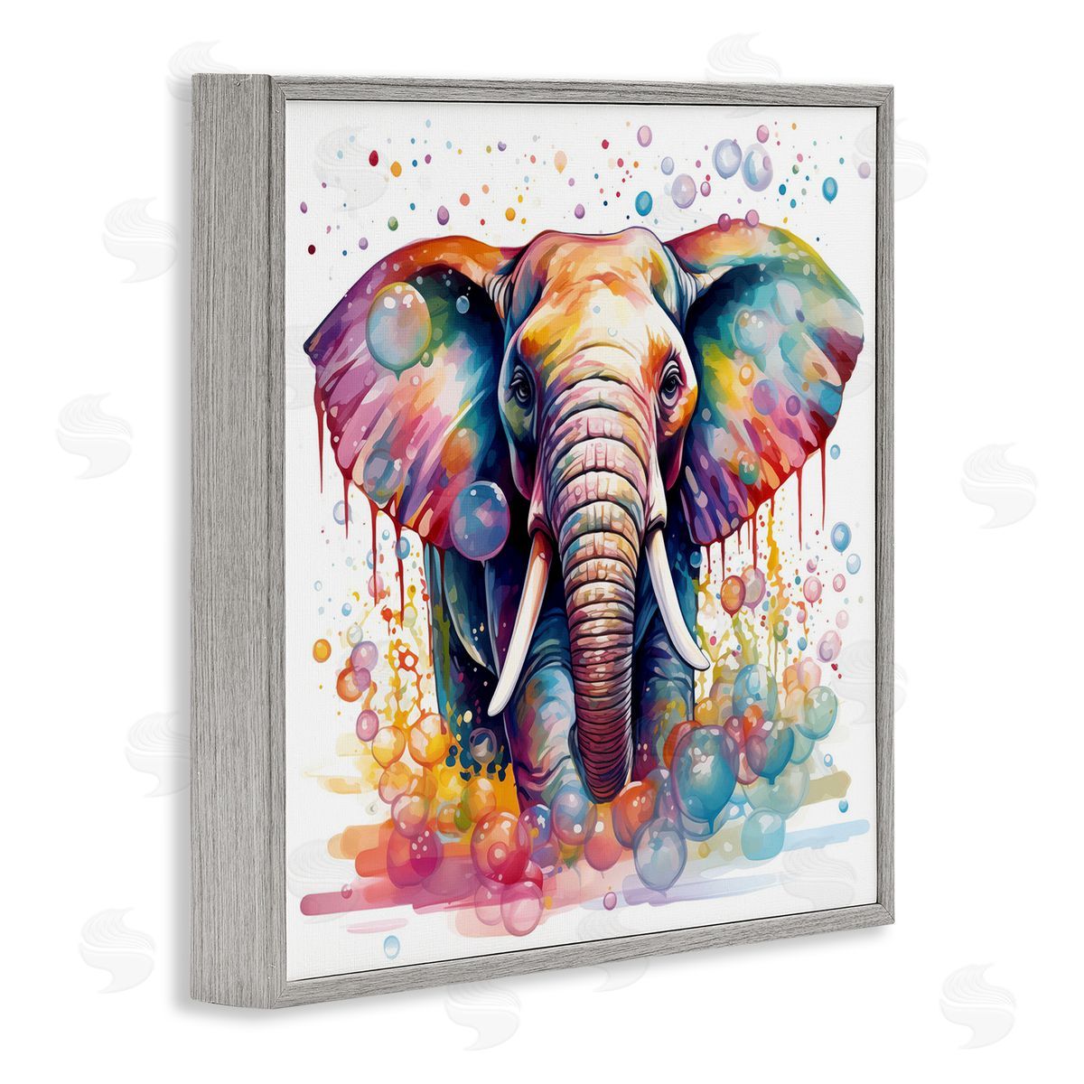 MB Cunningham Bubble Pattern Elephant Gray Framed Giclee Wall Art Print